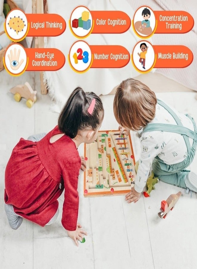 LSARIMO Wooden Magnetic Maze Puzzle Board for Kids | Super Mario Theme Color & Number Learning Toy | Magnetic Maze for Toddlers 3-6 Years | Fine Motor Skills, Counting & Educational Activity Game - Image 3