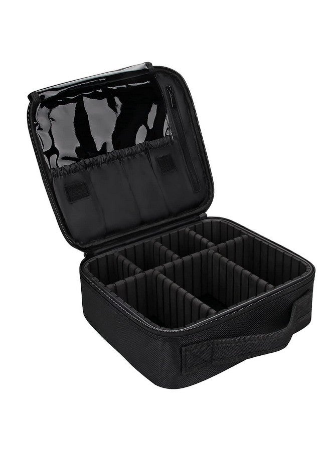 Feinerman Professional Makeup Organizer Bag for Women - Travel Cosmetic Vanity Box with Adjustable Compartments, Waterproof Train Case for Makeup Brushes, Toiletries, Accessories Tools Storage (Black) - Image 1