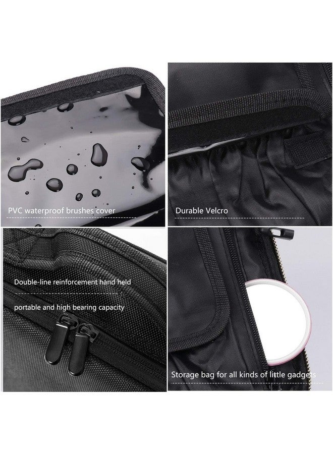 Feinerman Professional Makeup Organizer Bag for Women - Travel Cosmetic Vanity Box with Adjustable Compartments, Waterproof Train Case for Makeup Brushes, Toiletries, Accessories Tools Storage (Black) - Image 3