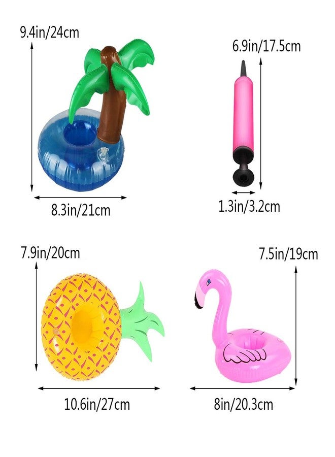 Aoutacc Float Drink Holders for Pool, 24 Pack Inflatable Crab Flamingo Palm Trees Pineapple Beverage Floats Cup Holders Pool Coasters with Mini Air Pump - Image 2