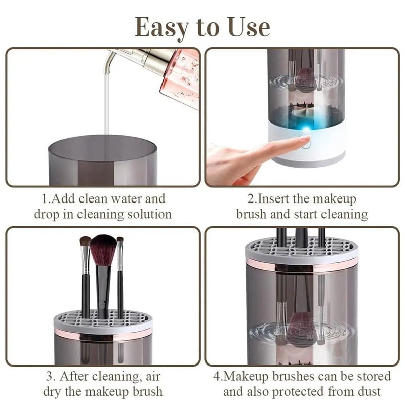 VALAMJI Portable Automatic Electric Makeup Brush Cleaner Machine Bush Washer Cosmetic Paint Brush Spinner Cleaner with USB Cable for Makeup Brush Makeup Foundation Sponge Powder Puff Blender 1 PC - Image 2