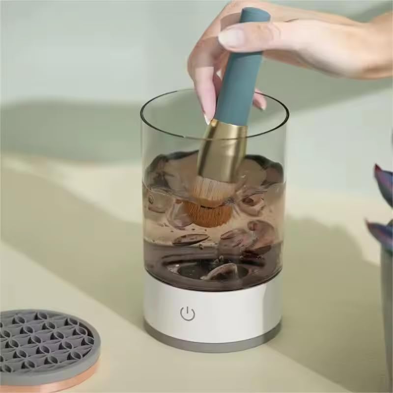 VALAMJI Portable Automatic Electric Makeup Brush Cleaner Machine Bush Washer Cosmetic Paint Brush Spinner Cleaner with USB Cable for Makeup Brush Makeup Foundation Sponge Powder Puff Blender 1 PC - Image 3