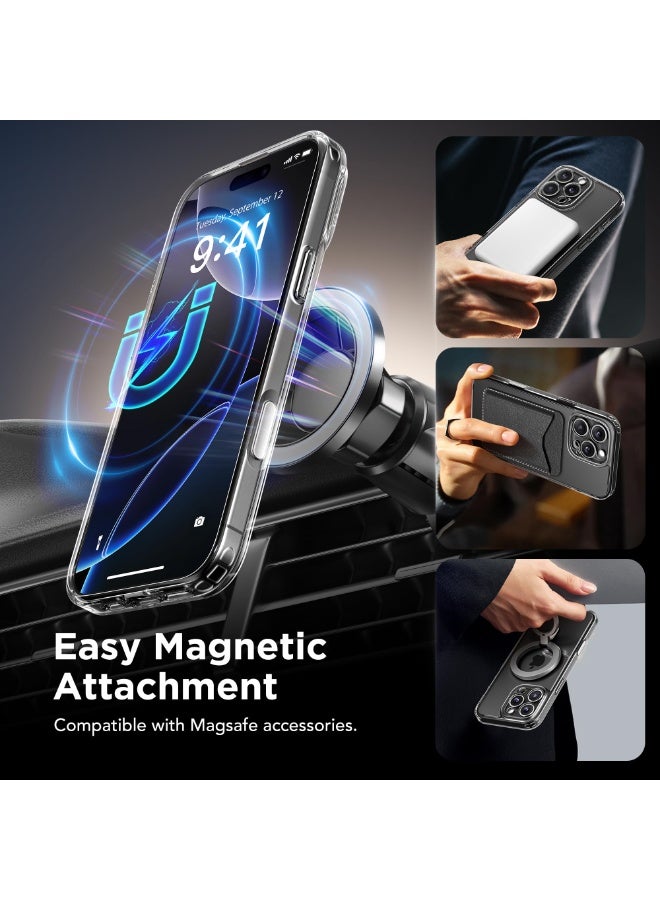 جولبينبوكس جراب هاتف مغناطيسي لهاتف iPhone 16 Pro مع زر التحكم في الكاميرا، متوافق مع MagSafe، [حماية كاملة للكاميرا] [2 واقي شاشة عالي الدقة] جراب هاتف مقاوم للصدمات لهاتف iPhone 16 Pro (شفاف) - Image 3
