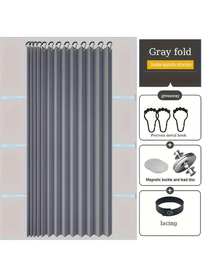 Heavy Duty Foldable Beige Shower Curtain Thick Ruched Design Striped Pattern Easy Install Eyelets All Season Modern Bathroom Accessory Space Saving - Image 3