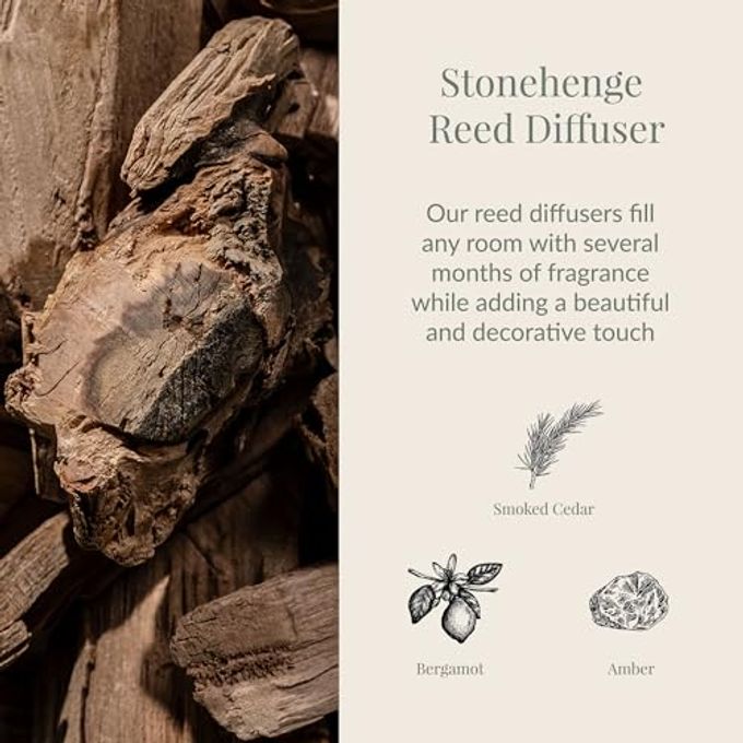 Archipelago Botanicals Stonehenge Reed Diffuser, Home Fragrance Reed Diffuser, Includes Fragrance Oil, Frosted Glass Vessel & 10 Diffuser Reeds, Perfect for Home, Office or Gift, 7.6 Fl Oz - Image 5