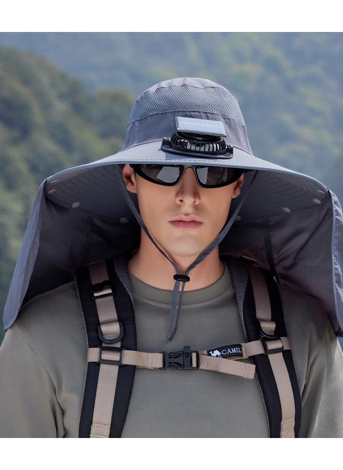 Loquat Solar Fan Hat Wide Brim Sun Hat Solar Fan Hat with Solar Fans Built in  Fishing Hat with Fan for Men Waterproof Outdoor Hiking Camping Fishing Hat Deep  Grey 