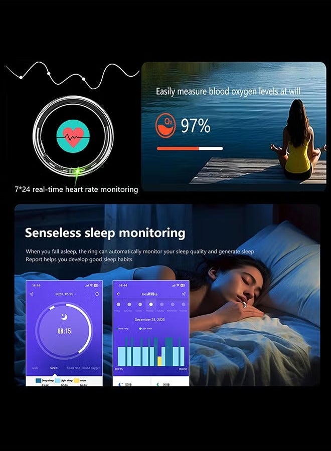 Comforniture Smart Ring Health Tracker, Anillo Inteligente para Hombre, Health Rings for Women & Men, Long Lasting Batteries Sleep Ring, Waterproof Fitness Tracker (Deep Grey, 20.6mm)  - Image 4
