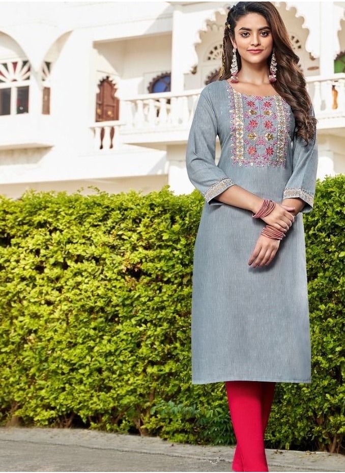 Generic - RAYON LINEN DAILY WEAR KURTI - Image 1