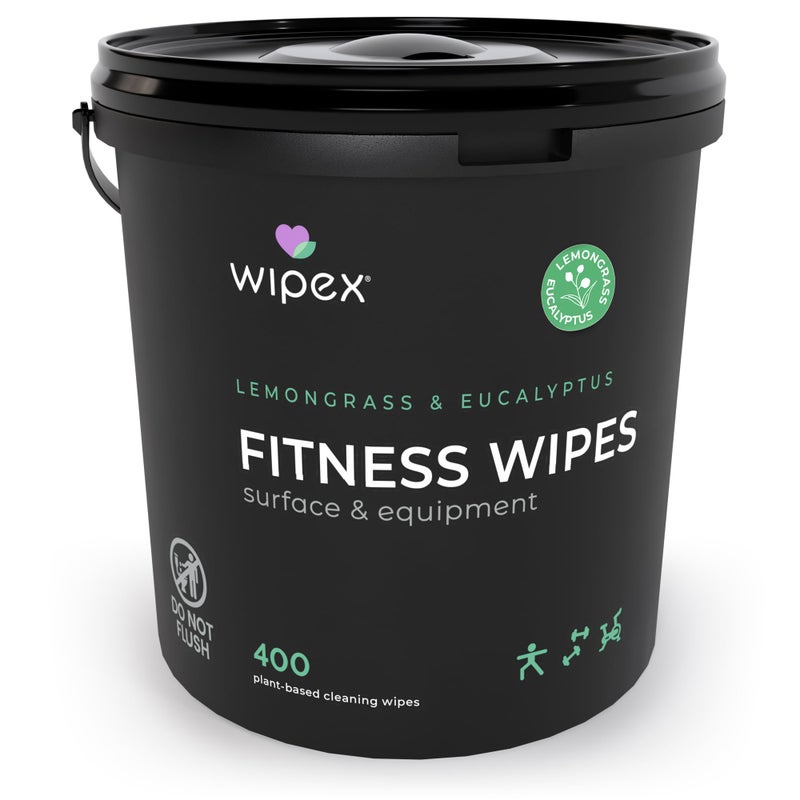 Wipex Yoga Mat Cleaner Gym Wipes PlantBased Lemongrass Eucalyptus Vinegar Wipes for Fitness Equipment All Purpose Gym Cleaning Safe for Peloton Bikes Treadmills 400 Count