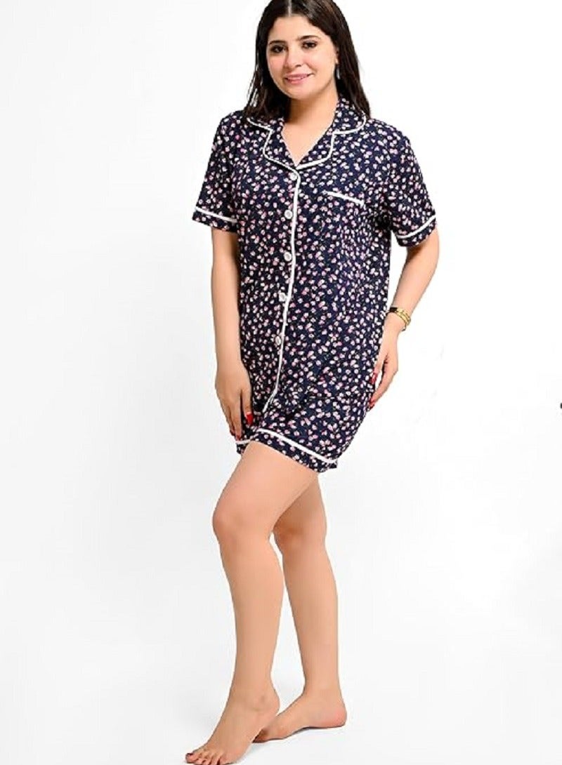 Women's Tring Summer Pajama Set Of 2 Pieces T-Shirt And Shorts - Different Graphics And Specially Designed For Comfort And Freshness