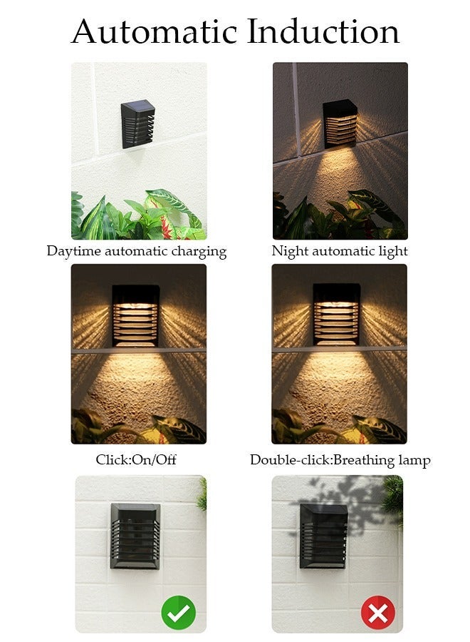 DUNISO Solar Wall Lights Outdoor 2 Modes Square Solar Wireless Wall Mount Lights IP54 Waterproof Outdoor Wall Lamps Decorative for Garden Patio Yard Fence Decor - Image 2