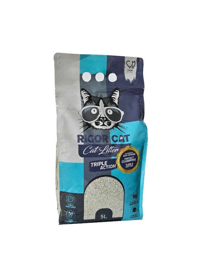 ريجور رمل قطط 5لتر برائحة منعشة ثلاثي الفاعلية - Image 2