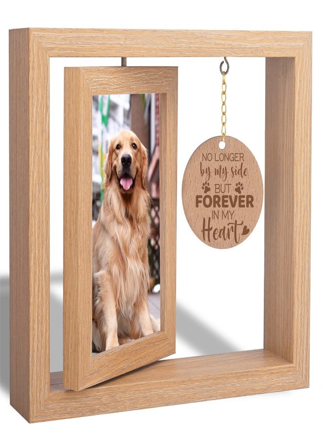Andthen Dog Memorial Picture Frame with Pet Hair Keepsake Fur Jar & Pet Paw Print Kit- Dog Memorial Gifts, Pet Loss Gifts Wooden Rotating Picture Frame 4 X 6 - Image 1