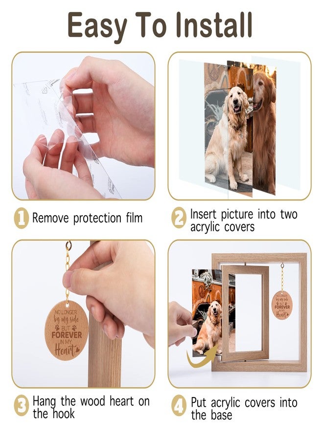 Andthen Dog Memorial Picture Frame with Pet Hair Keepsake Fur Jar & Pet Paw Print Kit- Dog Memorial Gifts, Pet Loss Gifts Wooden Rotating Picture Frame 4 X 6 - Image 4