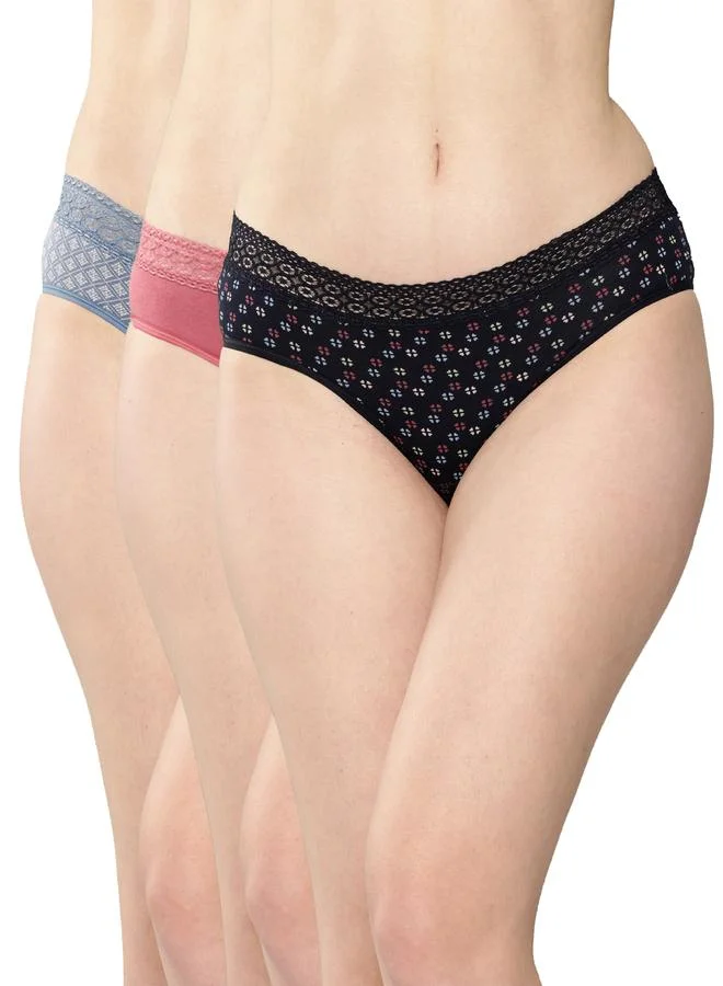 ليدينغ ليدي Leading Lady Pack of 3 - Printed Lace Waistband Bikini