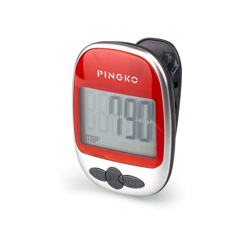 PINGKO Best Pedometer for Walking Accurately Track Steps Multi-Function Portable Sport Pedometers Step/Distance/Calories/Counter - Redâ€¦ - Image 1
