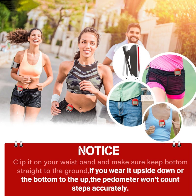 PINGKO Best Pedometer for Walking Accurately Track Steps Multi-Function Portable Sport Pedometers Step/Distance/Calories/Counter - Redâ€¦ - Image 5
