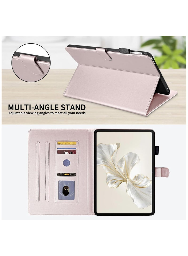 حافظة جلدية للتابلت متوافقة مع هونر باد 9 مقاس 12.1 بوصة 2023، مصنوعة من PU وTPU، تحتوي على حامل وفتحات للبطاقات، حافظة مضادة للصدمات ونحيفة للتابلت. - Image 2