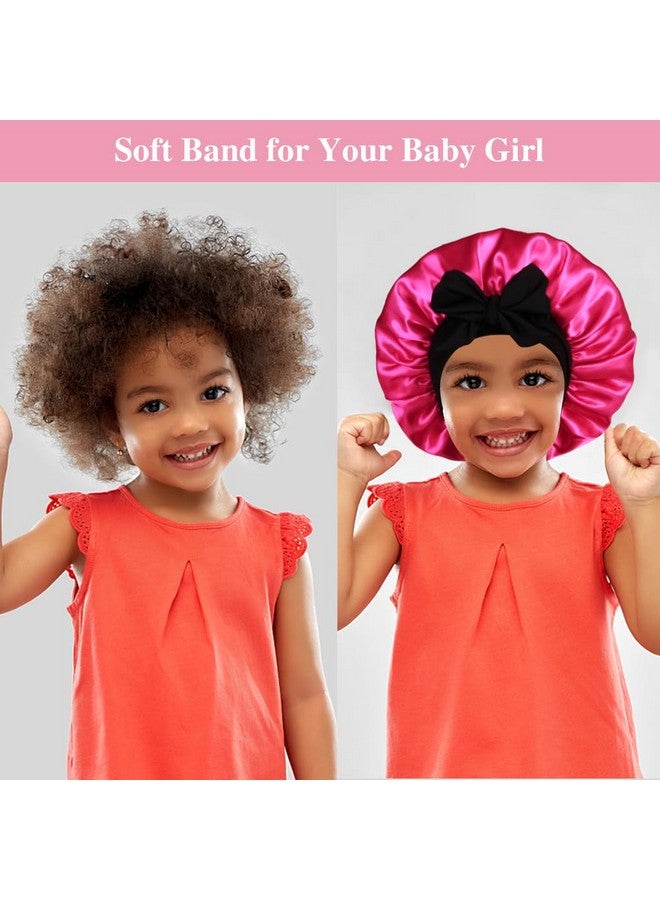 Heniho 2+2 Satin Bonnets With Scrunchies For Kids, Cute Hair Bonnets For Girls Sleeping Curly Hair, F - Image 4
