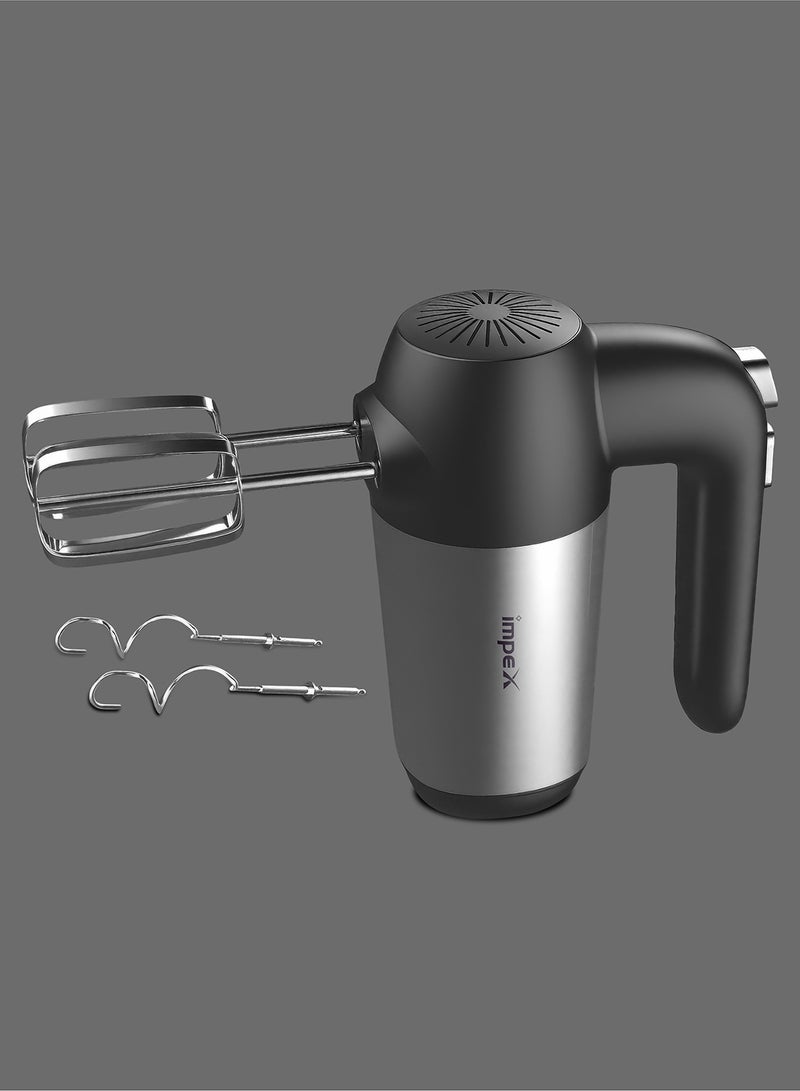 Impex 5-Speed Hand Mixer | Electric Handheld Mixer with Durable ABS Body | Includes Egg Beaters & Dough Hooks | 200W Powerful Motor, Ergonomic Design | Perfect for Whipping Cream, Beating Eggs, or Kneading Dough | HM3302 200 W HM 3302 Black - Image 2