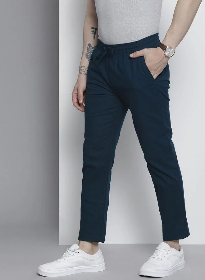 The Indian Garage Co Men Slim Fit Mid Rise Linen Jogger Pants