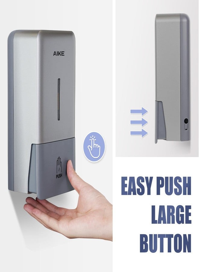 AIKE Wall Mount Liquid Soap Dispenser for Commercial Bathroom 27oz Large Capacity Manual Push Pump Silver - Image 2
