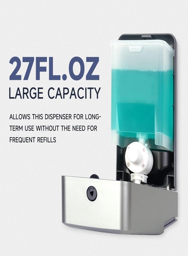 AIKE Wall Mount Liquid Soap Dispenser for Commercial Bathroom 27oz Large Capacity Manual Push Pump Silver - Image 3
