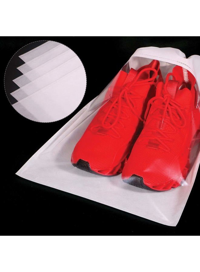 TENABORT 8 Pack Portable Shoe Bags for Travel Large Shoes Pouch Storage Organizer Clear Window with Drawstring for Men and Women White - Image 4