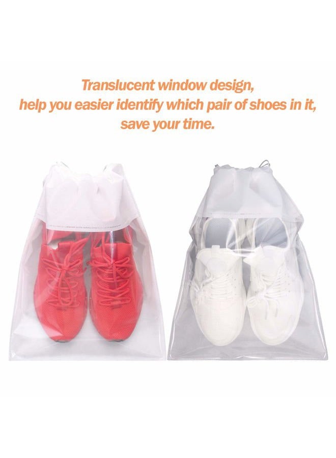 TENABORT 8 Pack Portable Shoe Bags for Travel Large Shoes Pouch Storage Organizer Clear Window with Drawstring for Men and Women White - Image 3