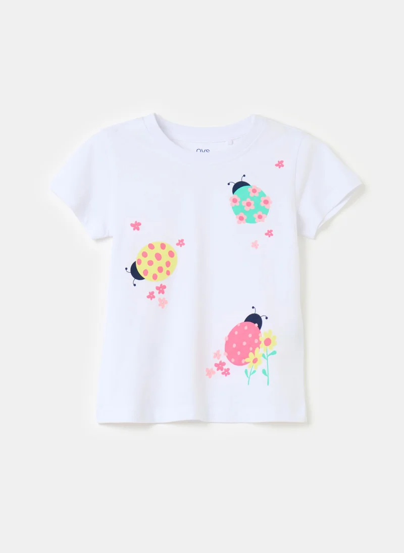 او في اس Ovs T-Shirt Prin Optical Whit