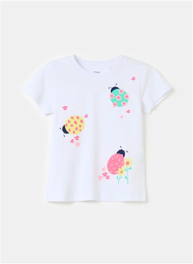 او في اس Ovs T-Shirt Prin Optical Whit