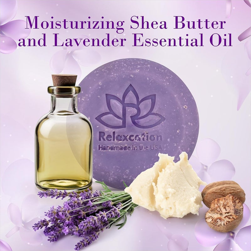 Relaxcation Natural Lavender Soap Bar with Essential Lavender Oil and Organic Shea Butter Organic Olive Coconut Oils Calming and Hypoallergeni Natural Cold Process Soap Handmade in USA - Image 2