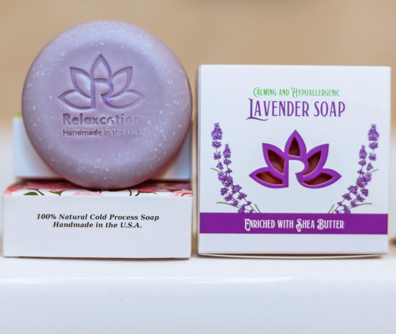 Relaxcation Natural Lavender Soap Bar with Essential Lavender Oil and Organic Shea Butter Organic Olive Coconut Oils Calming and Hypoallergeni Natural Cold Process Soap Handmade in USA - Image 4