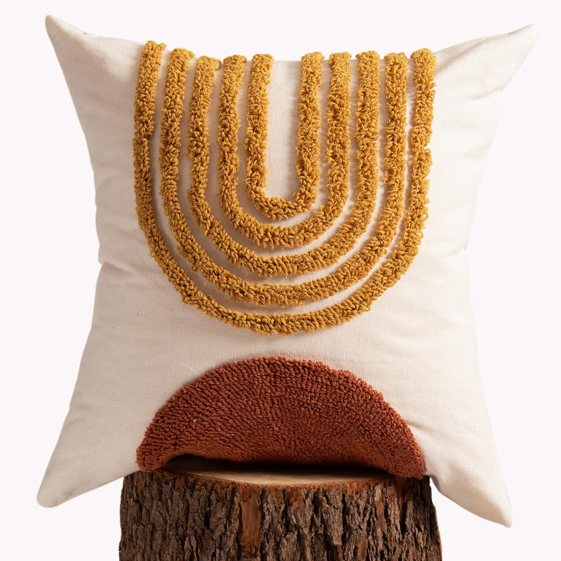 lifein 18x18 Pillow Covers-Throw Pillow Cover,Tufted Boho Jacquard Pillow Covers,Farmhouse Decorative Pillow Cover,Pillow Cases for Gift,Couch,Sofa,Bed,Chair,Living Room,Home Decor(18x18inch) - Image 1