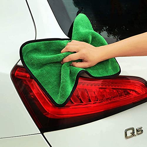 Auto Hub Heavy Microfiber Cloth for Car Cleaning and Detailing, Double Sided, Extra Thick Plush Microfiber Towel Lint-Free, 800 GSM (Size 40cm x 40cm)/Pack of 3, Color: Green - Image 2