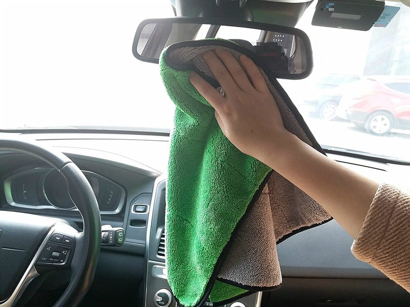Auto Hub Heavy Microfiber Cloth for Car Cleaning and Detailing, Double Sided, Extra Thick Plush Microfiber Towel Lint-Free, 800 GSM (Size 40cm x 40cm)/Pack of 3, Color: Green - Image 3