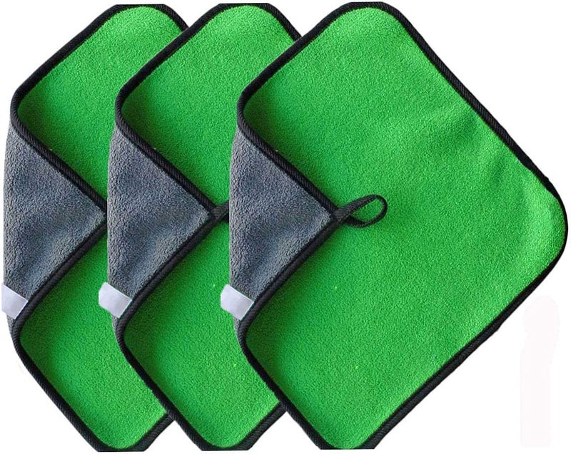 Auto Hub Heavy Microfiber Cloth for Car Cleaning and Detailing, Double Sided, Extra Thick Plush Microfiber Towel Lint-Free, 800 GSM (Size 40cm x 40cm)/Pack of 3, Color: Green - Image 1