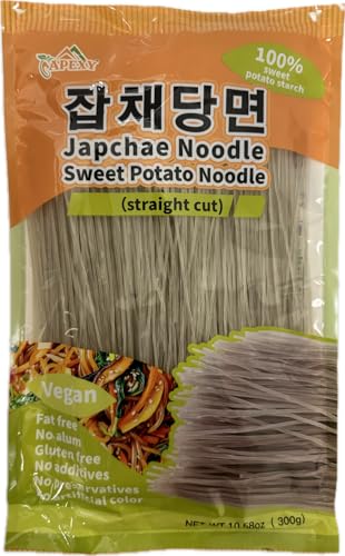 APEXY Sweet Potato Glass Noodles Straight Cut, Japchae Noodles, Korean Vermicelli Pasta, Fat-free and Gluten-free, 100% Sweet Potato Starch, No Additive, No Alum inside, 10.58oz (10.58 oz (Pack of 2)) - Image 1
