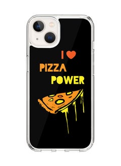 Classic Clear Case for Apple iPhone 15 Hybrid Soft Case Flexible Edges Anti Drop TPU PC Gel Thin Transparent Cover [ Designed for Apple iPhone 15 ] - I Love Pizza (Black) Full Print