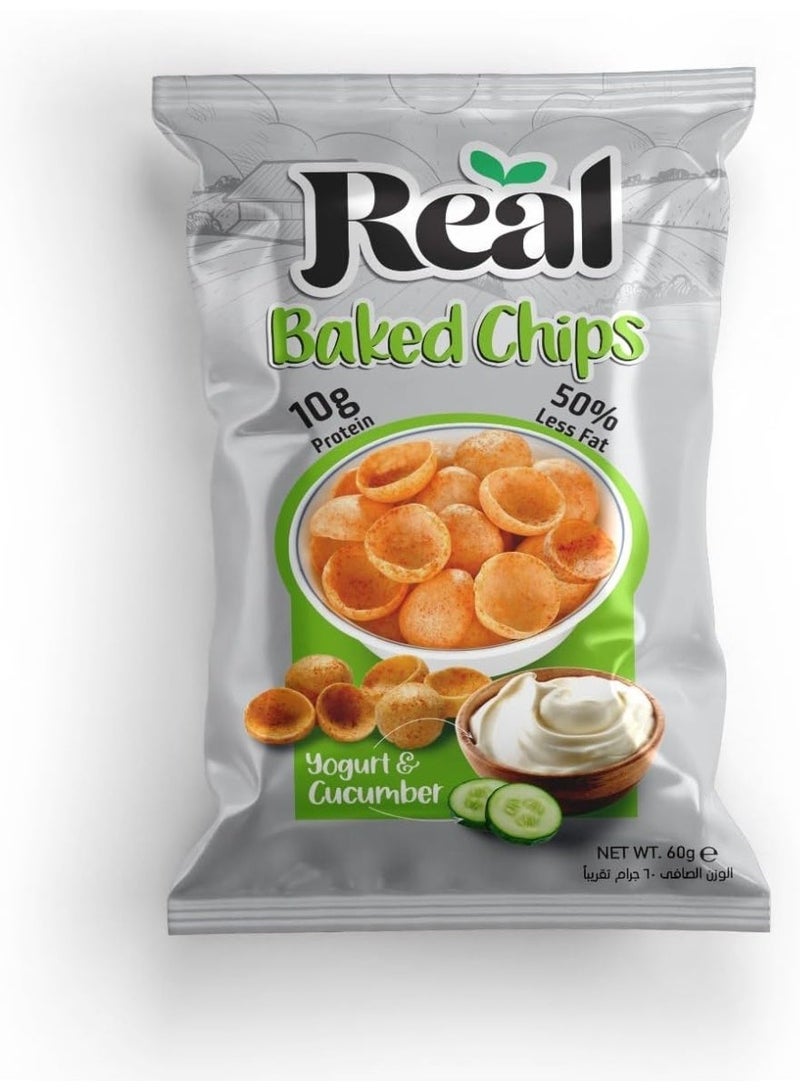 Real Chips - Yogurt & Cucumber Baked Chips – Refreshing & Crunchy High-Protein Snack, 60g Pack, No Preservatives, Light & Flavorful & Real Chips - Cheese Baked Chips – Crispy & Cheesy High-Protein Snack, 60g Pack , No Preservatives, Crunchy & Flavorful & Real Chips - Honey BBQ Baked Chips – Delicious High-Protein Snack, 60g Pack, No Preservatives, Crispy & Flavorfu & Real Chips - Lentil Chips – Tabasco Flavor, 60g Pack – 50% Less Fat, Never Fried, Crunchy & Spicy Healthy SnackBundle - Image 2