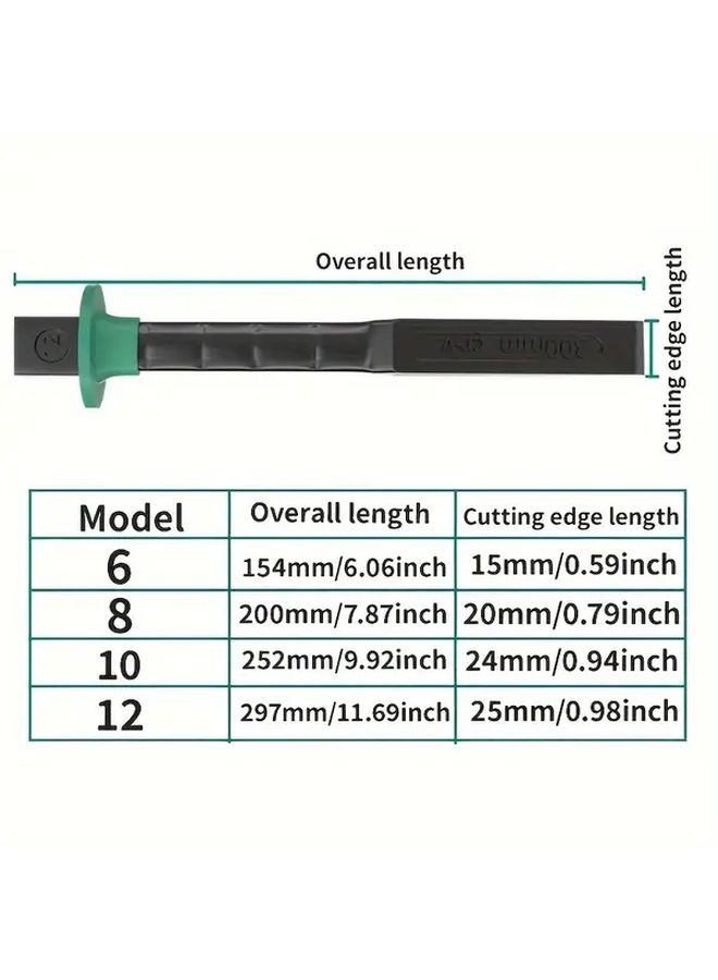 6 Inch And 8 Inch Alloy Masonry Chisels Concrete Brick Stone Breaking Tools High Hardness Stone Cutting Industrial Grade Forged Durable Construction Efficient Cutting Masonry Chisel 8 Inches Free Hand Pad - Image 2
