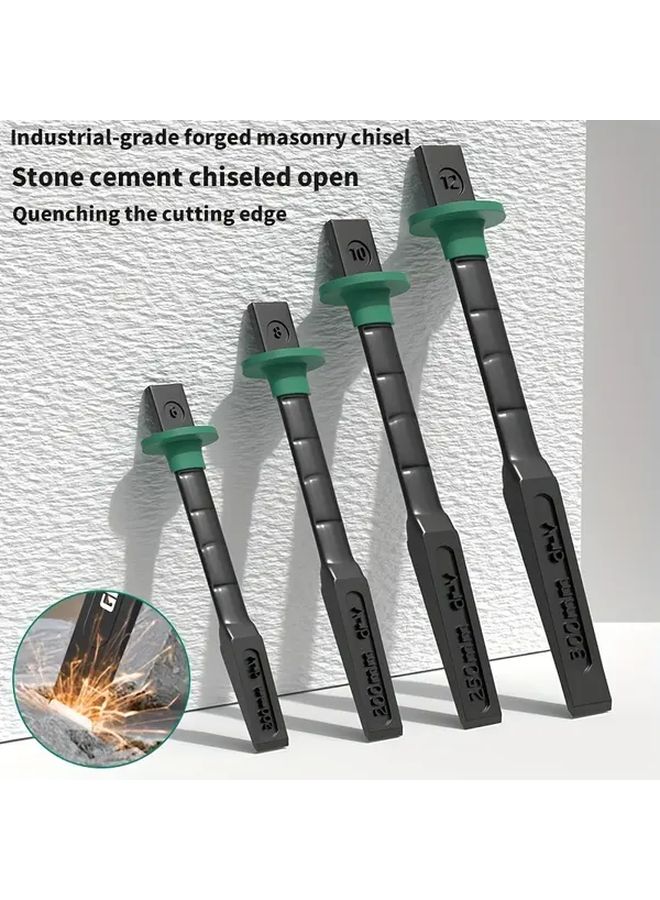 6 Inch And 8 Inch Alloy Masonry Chisels Concrete Brick Stone Breaking Tools High Hardness Stone Cutting Industrial Grade Forged Durable Construction Efficient Cutting Masonry Chisel 8 Inches Free Hand Pad - Image 1