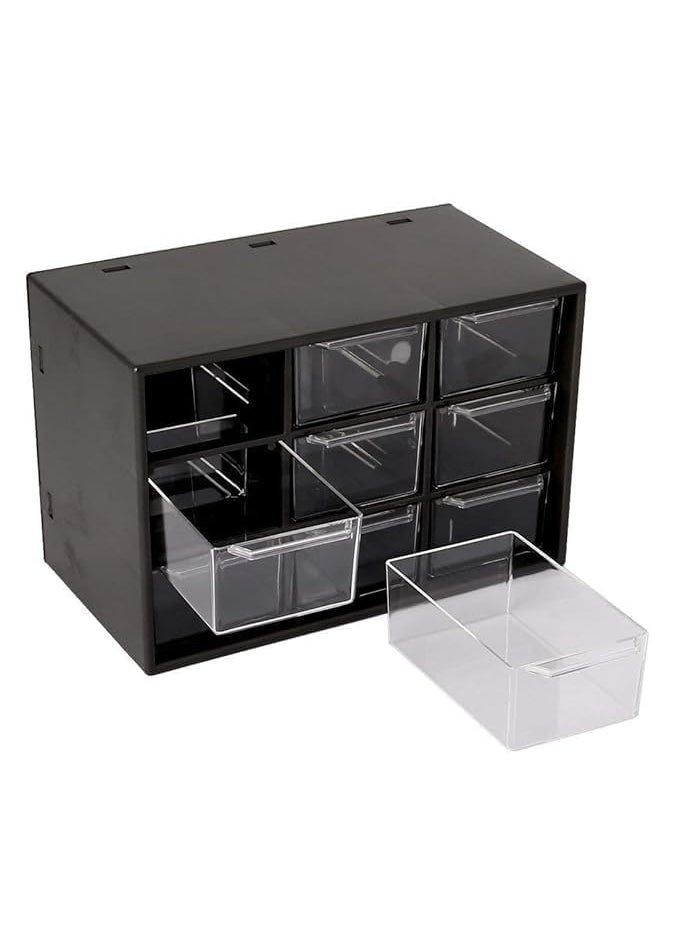 TINKDAS - TINKDAS Storage Box With 9 Compartments For Storage Of Small Parts Screws Diy Tools 3 Tier With Transparent Drawers Cabinet Storage Organizer with Drawers for Hardware Small Parts Craft Supplies - Image 1