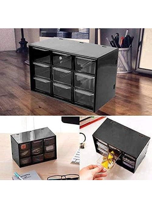 TINKDAS - TINKDAS Storage Box With 9 Compartments For Storage Of Small Parts Screws Diy Tools 3 Tier With Transparent Drawers Cabinet Storage Organizer with Drawers for Hardware Small Parts Craft Supplies - Image 1
