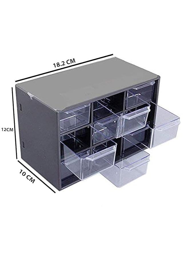 TINKDAS - TINKDAS Storage Box With 9 Compartments For Storage Of Small Parts Screws Diy Tools 3 Tier With Transparent Drawers Cabinet Storage Organizer with Drawers for Hardware Small Parts Craft Supplies - Image 1