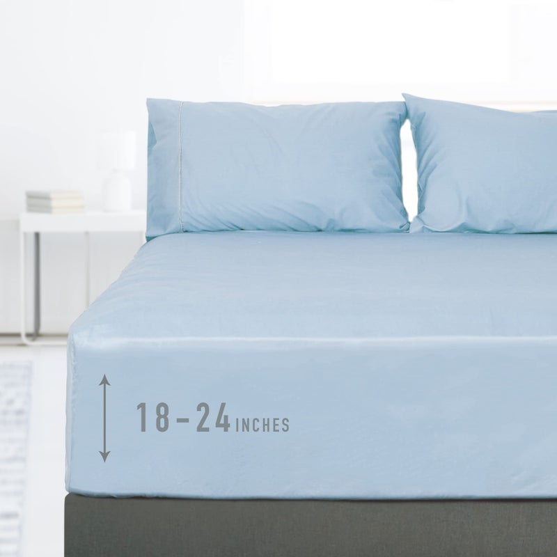 sunflower Extra Deep Pocket Queen Sheet Sets Fits 1824 in Deep Mattress 100 Cotton Queen Sheet Set Powder Blue Hotel Luxury Soft Breathable Sheet Sets for Queen Bed Deep Pocket