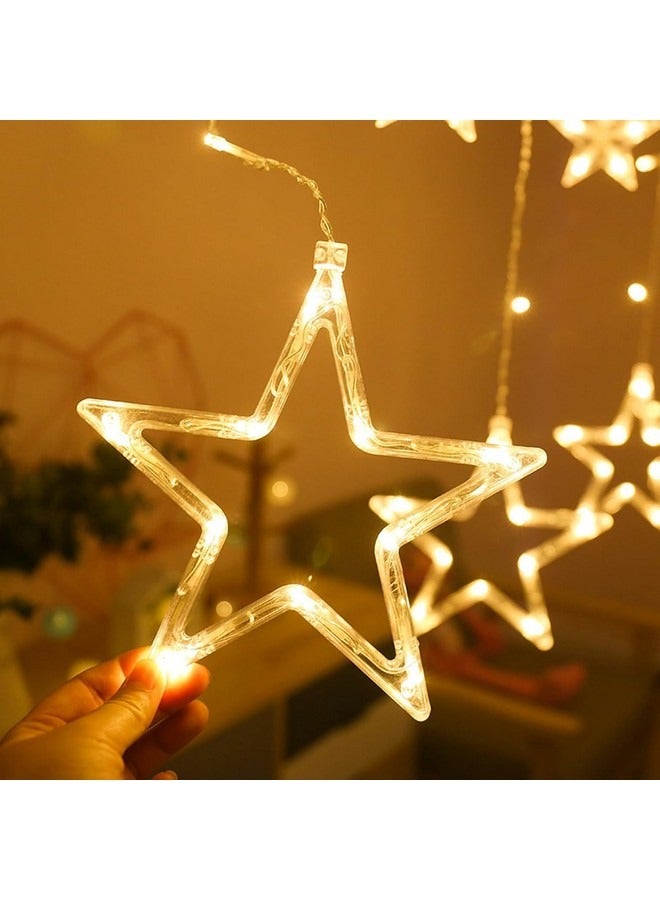 Tiokkss Ramadan Decorations Moon Star Curtain Lights, 3.5 m 138 LED Lights Ramadan Decorations for Home , LED Ramadan Lights, Star Moon Fairy Lights, Star Curtain, Warm White, LED Fairy Lights Star Moon - Image 4