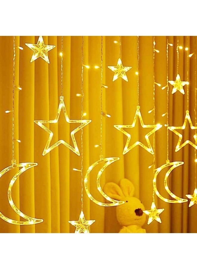 Tiokkss Ramadan Decorations Moon Star Curtain Lights, 3.5 m 138 LED Lights Ramadan Decorations for Home , LED Ramadan Lights, Star Moon Fairy Lights, Star Curtain, Warm White, LED Fairy Lights Star Moon - Image 3