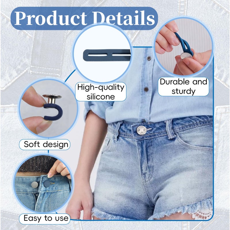 VYNFLICK Extender Button Set - Adjustable Elastic Jeans Extenders 37pcs No-Sew Waistband Adjuster for Pants Jeans Trousers Favors - Image 3