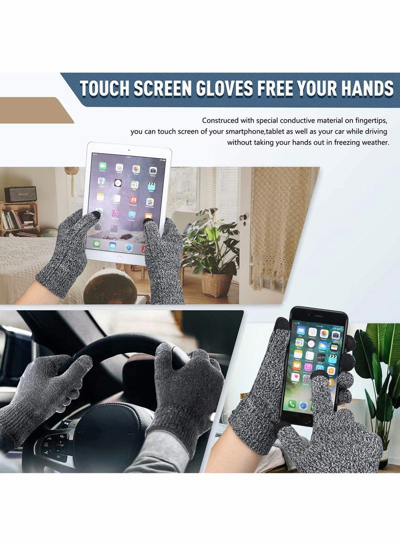 Winter Beanie Hat Scarf Touchscreen Gloves Set（Gray）  - Image 3